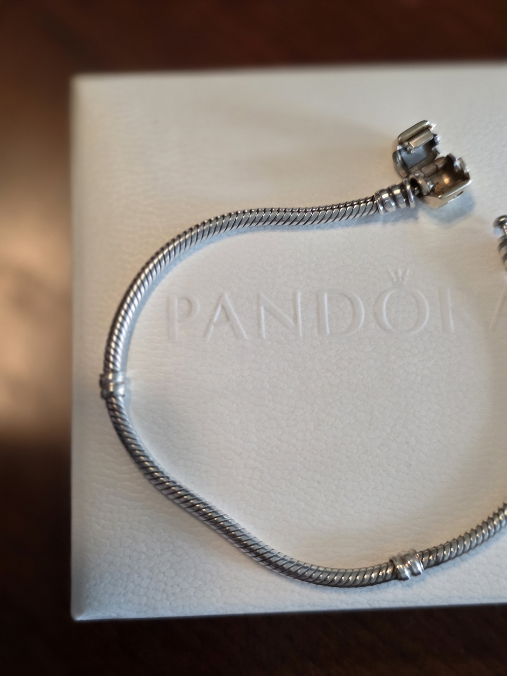 Retired 7.9 Inch Pandora MOMENTS Sterling Silver Bracelet With 14k GOLD Clasp - Picture 11 of 12